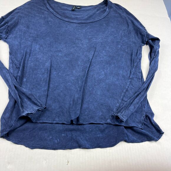 Cynthia Rowley Womens Slouchy Shirt Washed Long Sleeve Blue Pullover Top Large - Picture 2 of 10